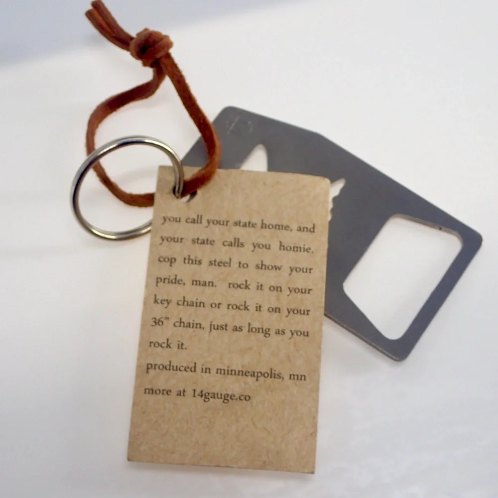 NEW Minnesota Keychain Bottle Opener by 14 Gauge Co. Creative & Durable USA Made